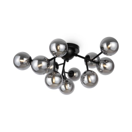 Molekularna, ciemna lampa sufitowa z kulistymi kloszami na żarówki G9