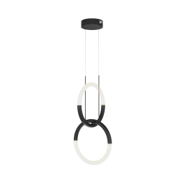 Designerska lampa wisząca z czarno-białymi ringami na pionowym zwisie