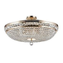 Lampa sufitowa w królewskim stylu, w kolorze złotym z kryształkami