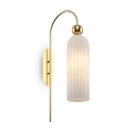 Estetyczna lampa ścienna ze złotą oprawą, do sypialni, gwint E14