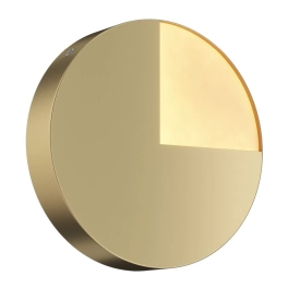 Okrągła, ledowa lampa ścienna w kolorze złota, plansza Ø18,4cm