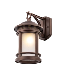 Brązowa lampa ścienna zewnętrzna, elewacyjna, kinkiet w stylu retro