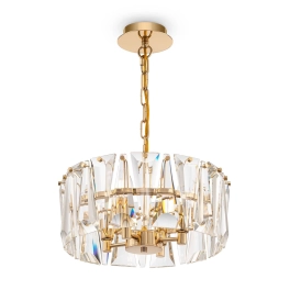 Złota, kryształowa lampa wisząca , idealna do salonu w stylu glamour