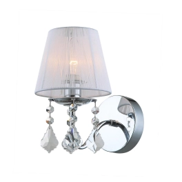 Elegancka, chromowana lampa ścienna, idealna do sypialni w stylu glamour