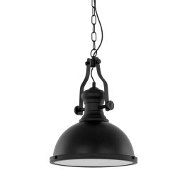 Czarna, loftowa lampa wisząca, metalowa kopuła w stylu retro, vintage