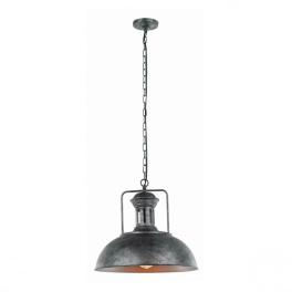 Szara, metalowa, industrialna lampa wisząca, idealna do wnętrza loftowego