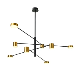 Designerska, czarno-złota lampa sufitowa LED z obrotowymi ramionami