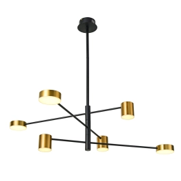 Nowoczesna, czarno-złota lampa sufitowa LED, idealna do salonu