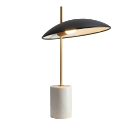 Designerska, gabinetowa, czarno-złota lampka stołowa ze światłem LED