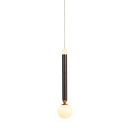 Minimalistyczna, czarno-brązowa lampa wisząca ze światłem LED