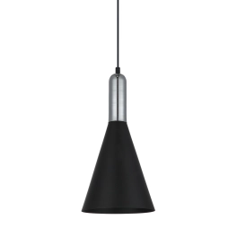 Smukła i stylowa lampa z czarnym, matowym kloszem w kształcie stożka