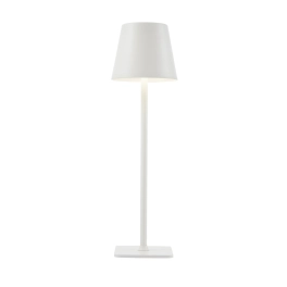 Biała, ledowa lampka stołowa, szczelność IP54, przenośna lampa na taras