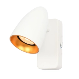 Minimalistyczna lampa ścienna z biało-złotym reflektorem