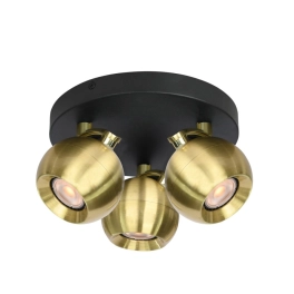 Stylowa, czarno-złota lampa sufitowa z regulowanymi reflektorami