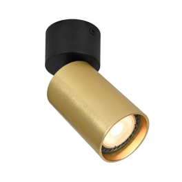 Złoto-czarny reflektor natynkowy w kształcie tuby, pojedynczy spot