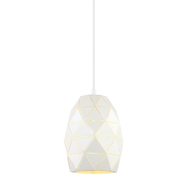 Owalna lampa wisząca z kloszem z białych trójkątów, nowoczesny design