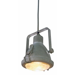 Loftowa, postprzemysłowa lampa wisząca w surowej, betonowej oprawie