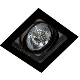 Czarna, kwadratowa lampa do zabudowania z regulowaną oprawką