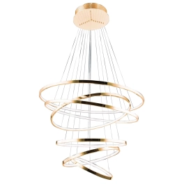 Ekskluzywna, złota lampa wisząca do salonu, regulowane okręgi LED