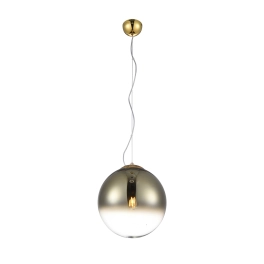 Designerska, złota lampa wisząca z okrągłym kloszem 30cm, do kuchni