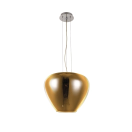 Designerska lampa wisząca ze złotym kloszem o szerokości 38cm