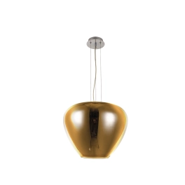 Nowoczesna lampa wisząca ze szklanym, złotym kloszem 30cm, do salonu