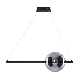 Designerska lampa wisząca z dużym, dymionym kloszem, idealna nad stół