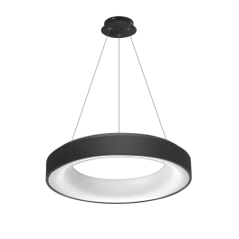 Czarna, okrągła lampa wisząca Ø55cm, sterowana aplikacją, ściemnialna