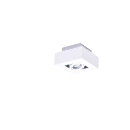 Biała, kwadratowa lampa natynkowa z ruchomym oczkiem na gwint GU10