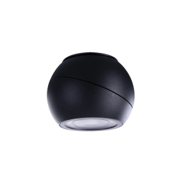 Czarny, nowoczesny, okrągły downlight z obrotowym źródłem światła LED
