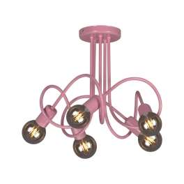 Różowy żyrandol dla dziewczynki, lampa zawijas bez kloszy E27