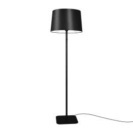 Lampa podłogowa z eleganckim, czarnym abażurem z wymiennym źródłem światła