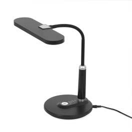 Czarna lampka biurkowa z elastycznym ramieniem, zintegrowany LED
