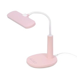 Lampka biurkowa w kolorze różu, ledowa, regulowana barwa światła