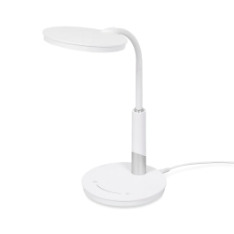 Stylowa, biała lampka biurkowa ze zintegrowanym LED-em o mocy 10W