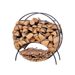 Okrągły, funkcjonalny stojak na drewno, średnica 70 cm, kolor czarny