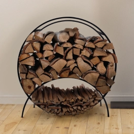 Okrągły, funkcjonalny stojak na drewno, średnica 70 cm, kolor czarny KAJA HOME