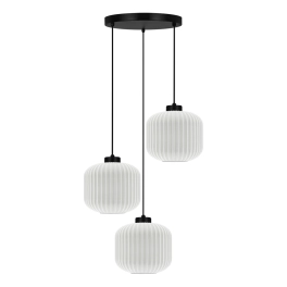 Lampa wisząca z regulowaną wysokością z trzema białymi kloszami  SPARTA