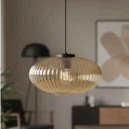 Lampa wisząca do nowoczesnego salonu, klosz w kształcie elipsy