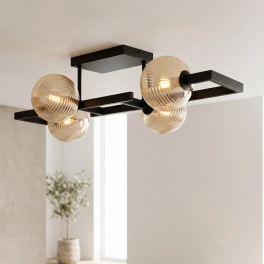 Geometryczna lampa sufitowa w kolorze czarnym z kloszami, loft