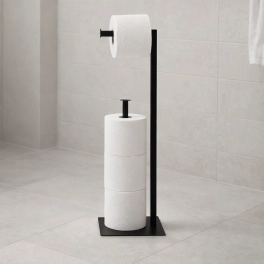 Solidny, metalowy stojak na papier toaletowy, w czarnym kolorze