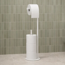 Stojak na papier toaletowy z uchwytem, kolor biały