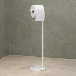 Klasyczny, metalowy stojak - uchwyt na papier toaletowy, biały