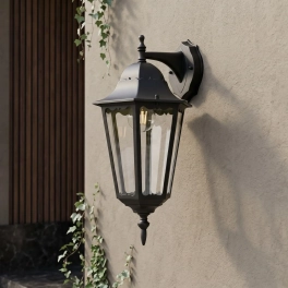 Modna lampa zewnętrzna w klasycznym, czarnym kolorze z wymienną żarówką