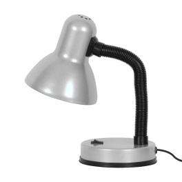 Klasyczna, srebrna lampka biurkowa z regulowanym przegubem