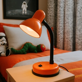 Pomarańczowa młodzieżowa lampka biurkowa z regulowanym ramieniem
