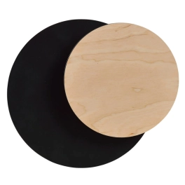 Lampa ścienna, kinkiet – dwa okręgi w kolorze czerni i drewna