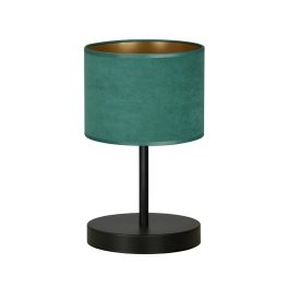 Ponadczasowa, prosta lampka stołowa ze stylowym, zielonym abażurem
