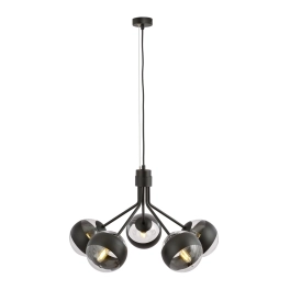 Czarna lampa wisząca w stylu loftowym, okrągłe klosze z obręczami
