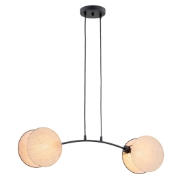 Dwukierunkowa lampa wisząca z abażurami w kształcie okrągłych tarcz